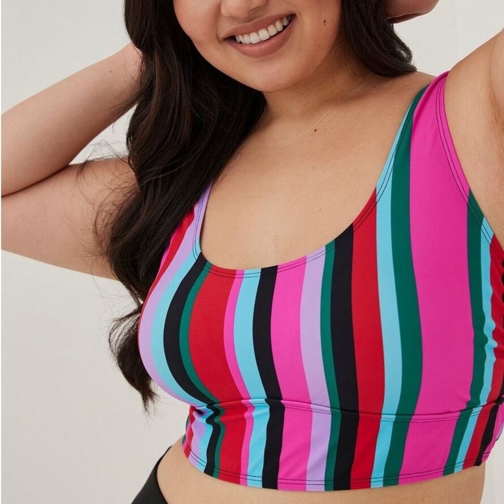 Torrid Colorful Striped Wireless Swimsuit Top Size 2